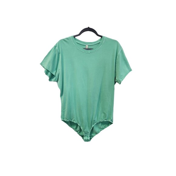Free People Women's XL Green Short Sleeve Bodysuit 2181 - Picture 1 of 12